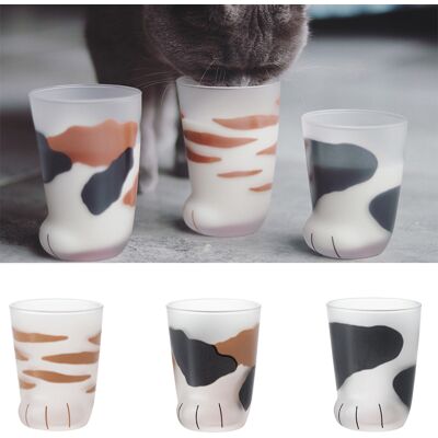 HEAT 1 Stück Niedlicher Glasbecher Mit Katzenpfoten- Und Tigerpfoten-motiv, Ideal Für Büro, Kaffee, Frühstück Oder Milch, Als Geschenk HEAT 1 Stück Niedlicher Glasbecher Mit Katzenpfoten- Und Tigerpfoten-motiv, Ideal Für Büro, Kaffee, Frühstück Oder Milch, Als Geschenk