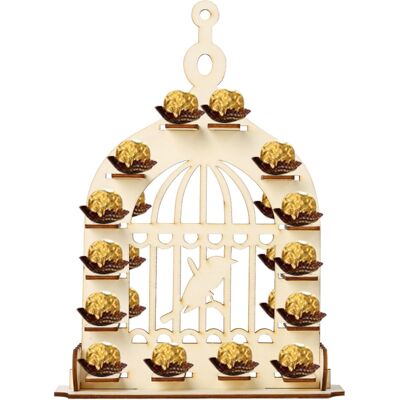 JUTE Schokoladenständer Aus Holz In Form Eines Vogelkäfigs, Handgefertigtes Dekorationsobjekt, Schokoladenständer Aus Holz Für Die Feiertage JUTE Schokoladenständer Aus Holz In Form Eines Vogelkäfigs, Handgefertigtes Dekorationsobjekt, Schokoladenständer Aus Holz Für Die Feiertage