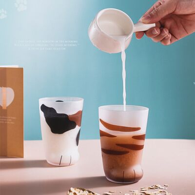 HEAT 1 Stück Niedlicher Glasbecher Mit Katzenpfoten- Und Tigerpfoten-motiv, Ideal Für Büro, Kaffee, Frühstück Oder Milch, Als Geschenk HEAT 1 Stück Niedlicher Glasbecher Mit Katzenpfoten- Und Tigerpfoten-motiv, Ideal Für Büro, Kaffee, Frühstück Oder Milch, Als Geschenk