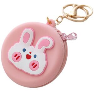 FLAMMKRAFT Niedliches, rosa, hasenförmiges Silikon-Münzportemonnaie mit Reißverschluss, ideal zur Aufbewahrung von Schlüsseln, Lippenstift und Münzen. FLAMMKRAFT Niedliches, rosa, hasenförmiges Silikon-Münzportemonnaie mit Reißverschluss, ideal zur Aufbewahrung von Schlüsseln, Lippenstift und Münzen.