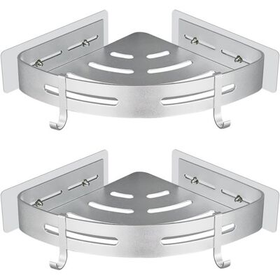 OEM Selbstklebender Eckschrank Für Die Dusche, 2-teilig – Aluminium Silber, Für Duschgel/shampoo OEM Selbstklebender Eckschrank Für Die Dusche, 2-teilig – Aluminium Silber, Für Duschgel/shampoo