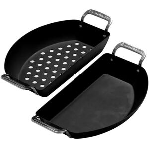 Barbecue-zubehör Kamado Joe Half Moon Pan Set Kohlenstoffstahl 2 Stück Barbecue-zubehör Kamado Joe Half Moon Pan Set Kohlenstoffstahl 2 Stück