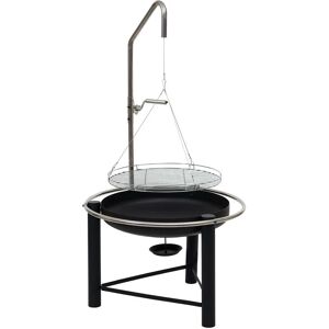 HHG - bbq Schwenkgrill 824, Gartengrill Holzkohlegrill, höhenverstellbar Aschekasten Feuerschale ø 60cm, Stahl schwarz - black