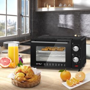 10 Liter Minibackofen, 650 Watt Pizzaofen Backblech mit Timer Toasterofen für Pizza, Toast, Truthahn schwarz - Schwarz - Woltu