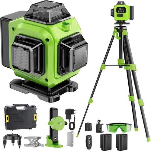 YS-YALOTRS 360° x 4 Selbstnivellierender 4D-Laser für Baustellen, 16 Laserlinien, Selbstnivellierungs- und Pulsmodus für den Außeneinsatz, automatische