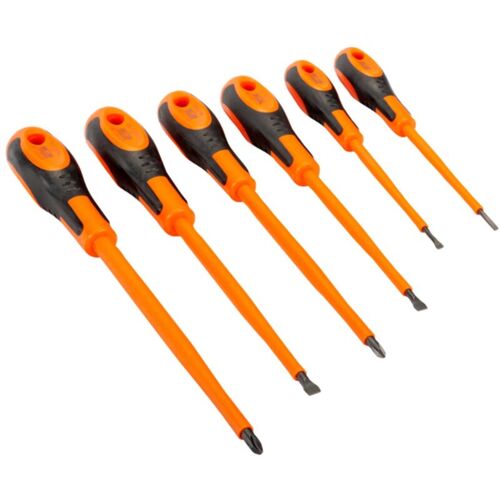 Schraubendreher-Satz mit 2-Komponenten-Griff für Schlitz-, PH1- und PH2-Phillips-Schrauben, 3-6,5 mm - 6-tlg. - Bahco