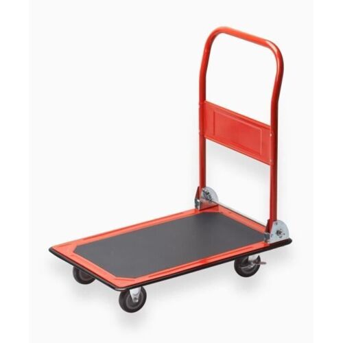 MEISTER Plattformwagen - Klappbar - Bis 150 kg Tragkraft - Feststellbremse / Transporthilfe mit Lenkrollen / Paketwagen mit Antirutsch-Beschichtung /
