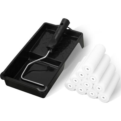 NO BRAND 11 Cm Farbroller-set, 12-teilig, Mit Schaumstoffgriff Und Farbwanne Für Holz Und Metall NO BRAND 11 Cm Farbroller-set, 12-teilig, Mit Schaumstoffgriff Und Farbwanne Für Holz Und Metall