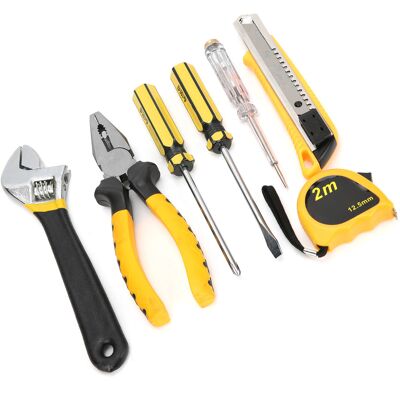 HEAT Werkzeugset Mit Schraubendreher, Schraubenschlüssel, Zange, Elektrischem Stift, Maßband, Messer Und Reparaturset HEAT Werkzeugset Mit Schraubendreher, Schraubenschlüssel, Zange, Elektrischem Stift, Maßband, Messer Und Reparaturset