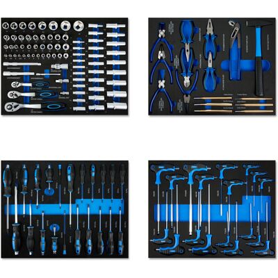 Eberth Schaumstoffeinlage Werkzeug 134 Teile Werkzeugset, Schaumstoff Werkzeugeinlage, Werkzeug Set Professional Hartmetall, Beschriftet, Werkzeug Einlagen Für Werkstattwagen Für 4 Schubladen, Blau Eberth Schaumstoffeinlage Werkzeug 134 Teile Werkzeugset, Schaumstoff Werkzeugeinlage, Werkzeug Set Professional Hartmetall, Beschriftet, Werkzeug Einlagen Für Werkstattwagen Für 4 Schubladen, Blau