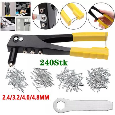 NO BRAND 240-teiliges Nietset (im Karton) – Aluminiumnieten-sortiment (2,4/3,2/4,0/4,8 Mm) + Nietwerkzeug-set NO BRAND 240-teiliges Nietset (im Karton) – Aluminiumnieten-sortiment (2,4/3,2/4,0/4,8 Mm) + Nietwerkzeug-set