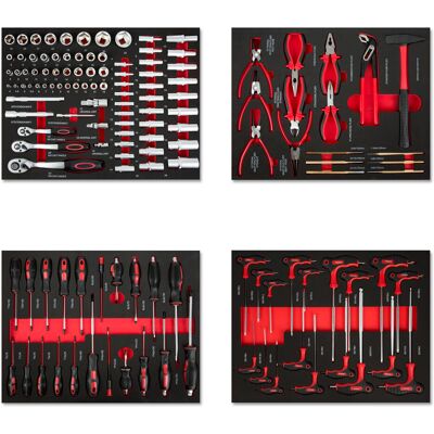 Eberth Schaumstoffeinlage Werkzeug 134 Teile Werkzeugset, Schaumstoff Werkzeugeinlage, Werkzeug Set Professional Hartmetall, Beschriftet, Werkzeug Einlagen Für Werkstattwagen Für 4 Schubladen, Rot Eberth Schaumstoffeinlage Werkzeug 134 Teile Werkzeugset, Schaumstoff Werkzeugeinlage, Werkzeug Set Professional Hartmetall, Beschriftet, Werkzeug Einlagen Für Werkstattwagen Für 4 Schubladen, Rot