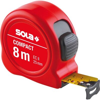Compact Roll-maßband Rollmeter 8m Mit Eg-prüfzeichen-genauigkeit 2 Rot - Sola Compact Roll-maßband Rollmeter 8m Mit Eg-prüfzeichen-genauigkeit 2 Rot - Sola