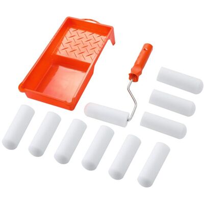 LABLANC Mini-farbroller-set, 10 Cm, 12-teilig, Mit 10 Schwammbezügen, 1 Rahmen Und 1 Farbwanne LABLANC Mini-farbroller-set, 10 Cm, 12-teilig, Mit 10 Schwammbezügen, 1 Rahmen Und 1 Farbwanne