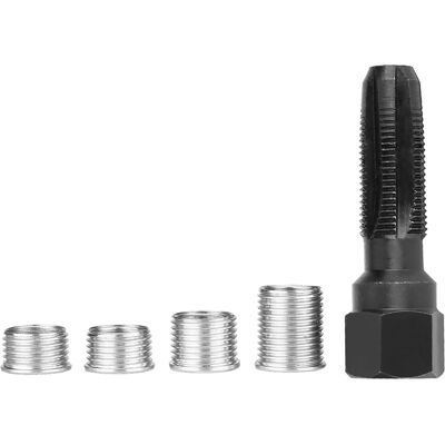 HEAT Satz Mit 5 Gewindebohrern Aus Kohlenstoffstahl Für Die Reparatur Von 14-mm-zündkerzengewinden, Inklusive Einsätzen, Professionelles Gewindeschneidwerkzeug HEAT Satz Mit 5 Gewindebohrern Aus Kohlenstoffstahl Für Die Reparatur Von 14-mm-zündkerzengewinden, Inklusive Einsätzen, Professionelles Gewindeschneidwerkzeug