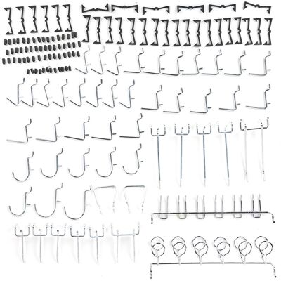 HEAT 51-teiliges Lochwandhaken-set, Vernickelt, Zum Aufhängen Von Haken, Kombinationsset Für Hammer, Schraubenschlüssel Und Zange HEAT 51-teiliges Lochwandhaken-set, Vernickelt, Zum Aufhängen Von Haken, Kombinationsset Für Hammer, Schraubenschlüssel Und Zange