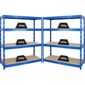 PROREGAL - REGALE GÜNSTIG KAUFEN Proregal-regale Günstig Kaufen - Mega Deal 2x Profi Schwerlastregal Rhino HxBxT 180x160x60cm 4 Spanplatten-Ebenen 8mm Fachlast 500kg Blau - Blau