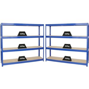 PROREGAL - PREISWERTE QUALITÄT Mega Deal 2x Schwerlastregal dino HxBxT 180x200x45 cm Fachlast 500kg Blau