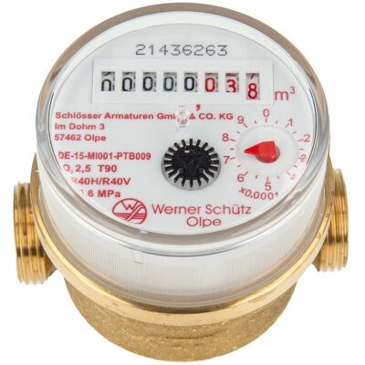 SCHLÖSSER ARMATUREN Schlösser Einstrahl-etagenzähler Etw Für Warmwasser Bis 90 Grad Q3 2,5, Dn 15x3/4", 80mm 00125t0800001 SCHLÖSSER ARMATUREN Schlösser Einstrahl-etagenzähler Etw Für Warmwasser Bis 90 Grad Q3 2,5, Dn 15x3/4", 80mm 00125t0800001