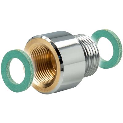 Tecuro - Reduzierstück M15/1 Innengewinde X 3/8 Zoll Außengewinde Ms-verchromt Tecuro - Reduzierstück M15/1 Innengewinde X 3/8 Zoll Außengewinde Ms-verchromt