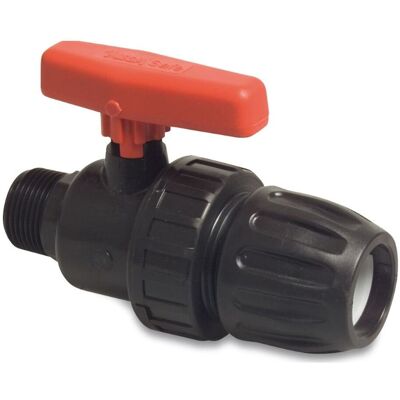 MEGA GROUP Mega Kugelhahn Mit Klemmverbinder 20 Mm X Außengewinde 1/2 Zoll Pp Schwarz, Typ Safe 502 MEGA GROUP Mega Kugelhahn Mit Klemmverbinder 20 Mm X Außengewinde 1/2 Zoll Pp Schwarz, Typ Safe 502