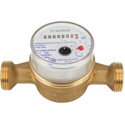 Schlösser Armaturen - Js Einstrahlzähler Etk (kaltwasser) Bis 30 Grad - Länge 130 Mm, 1 Zoll Ag - Q3=4,0 / R40 Schlösser Armaturen - Js Einstrahlzähler Etk (kaltwasser) Bis 30 Grad - Länge 130 Mm, 1 Zoll Ag - Q3=4,0 / R40