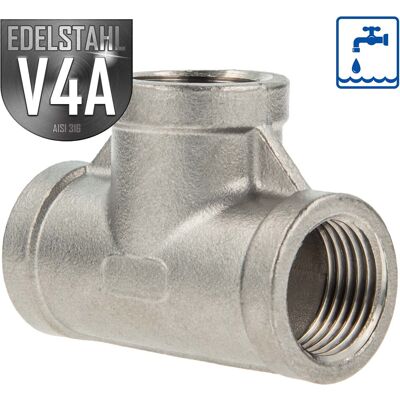 Tecuro - Es T-stück 90° Edelstahl V4a (aisi 316), Allseitig Ig 1 1/4 Zoll - Typ 130 Tecuro - Es T-stück 90° Edelstahl V4a (aisi 316), Allseitig Ig 1 1/4 Zoll - Typ 130