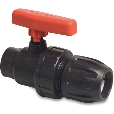 MEGA GROUP Mega Kugelhahn Mit Klemmverbinder 25 Mm X Innengewinde 3/4 Zoll Pp Schwarz, Typ Safe 501 MEGA GROUP Mega Kugelhahn Mit Klemmverbinder 25 Mm X Innengewinde 3/4 Zoll Pp Schwarz, Typ Safe 501