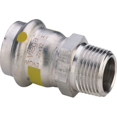 Viega Sanpress Inox G-übergangsstück, D 22mm, R 3/4 Stahl Nichtrostend Modell 0211, 486754 Viega Sanpress Inox G-übergangsstück, D 22mm, R 3/4 Stahl Nichtrostend Modell 0211, 486754
