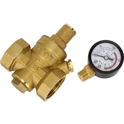 LARGEIGHT Keenso Dn25 1-zoll-druckminderventil Aus Messing, 1-zoll-einstellbares Wasserdruckregelventil Mit Manometer, Manuelles Ventil LARGEIGHT Keenso Dn25 1-zoll-druckminderventil Aus Messing, 1-zoll-einstellbares Wasserdruckregelventil Mit Manometer, Manuelles Ventil