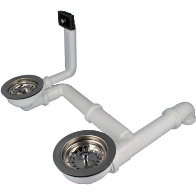 Tecuro - Doppel-spülen-siebkorbventil Ø 114 Mm (3 1/2 Zoll) Mit Überlauf 38x64 Mm Tecuro - Doppel-spülen-siebkorbventil Ø 114 Mm (3 1/2 Zoll) Mit Überlauf 38x64 Mm