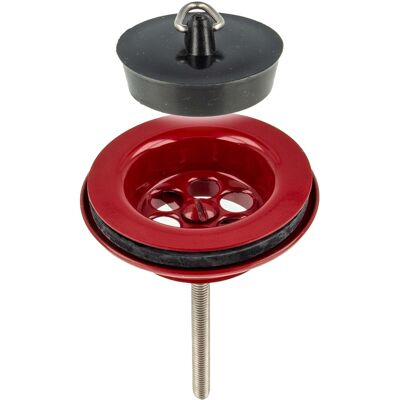 Tecuro Universal Ablaufventil Rot Ral 3003, 1 1/4 Zoll - Für Waschbecken Mit Stopfen Tecuro Universal Ablaufventil Rot Ral 3003, 1 1/4 Zoll - Für Waschbecken Mit Stopfen