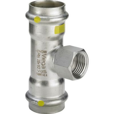 Viega Sanpress Inox G-t-stück, D1 22, Rp 1/2, D2 22 Stahl Nichtrostend Modell 0217.2, 486679 Viega Sanpress Inox G-t-stück, D1 22, Rp 1/2, D2 22 Stahl Nichtrostend Modell 0217.2, 486679
