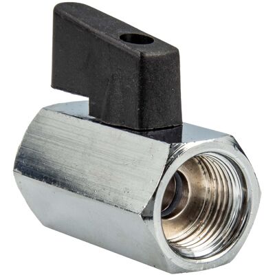 Tecuro - Mini Kugelhahn Beidseitig Innengewinde Rp 1/2 Zoll, Messing Verchromt Tecuro - Mini Kugelhahn Beidseitig Innengewinde Rp 1/2 Zoll, Messing Verchromt