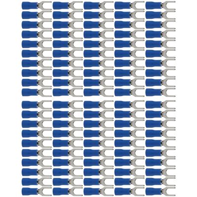 HEAT 100 Stück Gabelverbinder, Blau, Stabile Leitfähigkeit, 19 A, Sichere Isolierte Crimp-anschlüsse, Drahtklemmen Für Transportzwecke HEAT 100 Stück Gabelverbinder, Blau, Stabile Leitfähigkeit, 19 A, Sichere Isolierte Crimp-anschlüsse, Drahtklemmen Für Transportzwecke