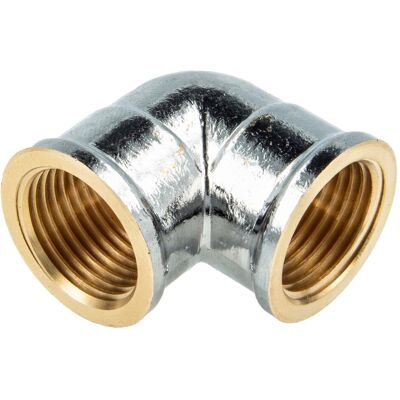 Tecuro - Winkel 90° Beidseitig Innengewinde Rp 1 Zoll (dn 25), Messing Glanzverchromt Tecuro - Winkel 90° Beidseitig Innengewinde Rp 1 Zoll (dn 25), Messing Glanzverchromt