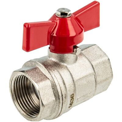 Tecuro - Kugelhahn, Beidseitig Innengewinde G 1 Zoll (dn 25) Flügelgriff, Messing Vernickelt Tecuro - Kugelhahn, Beidseitig Innengewinde G 1 Zoll (dn 25) Flügelgriff, Messing Vernickelt