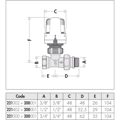 CALEFFI 221302 Chromierte Thermostatventil - Heizsystem Radiator CALEFFI 221302 Chromierte Thermostatventil - Heizsystem Radiator