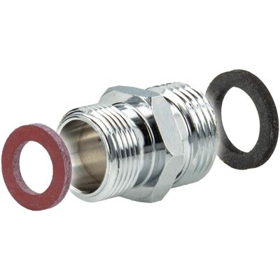 Tecuro - Reduzierstück M15/1 Außengewinde X 3/8 Zoll Außengewinde Ms-verchromt Tecuro - Reduzierstück M15/1 Außengewinde X 3/8 Zoll Außengewinde Ms-verchromt