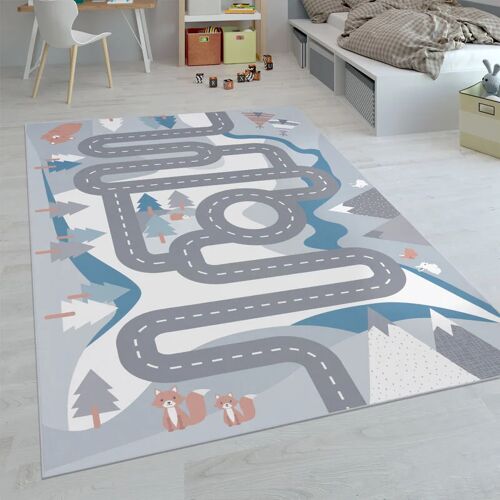 Kinder-Teppiche, Kurzflor-Teppiche für Kinderzimmer mit vers. Designs Spielteppiche Bunt 140x200 cm, Creme - Paco Home