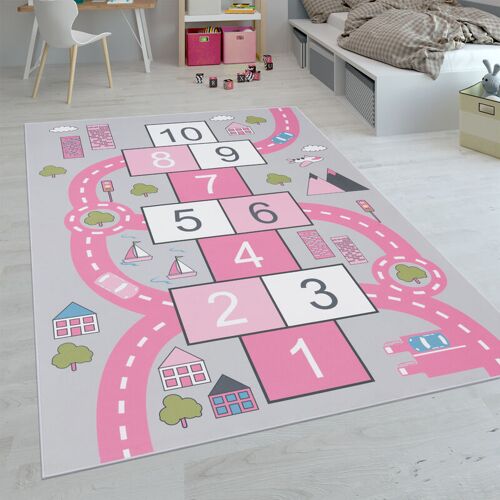 Kinder-Teppiche, Kurzflor-Teppiche für Kinderzimmer mit vers. Designs Spielteppiche Bunt 300x400 cm, Pink 2 - Paco Home