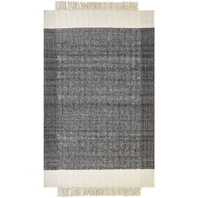 Beliani Woll-Teppich 140 x 200 cm Schwarz und Creme - Teppich Beliani Woll-Teppich 140 x 200 cm Schwarz und Creme - Teppich