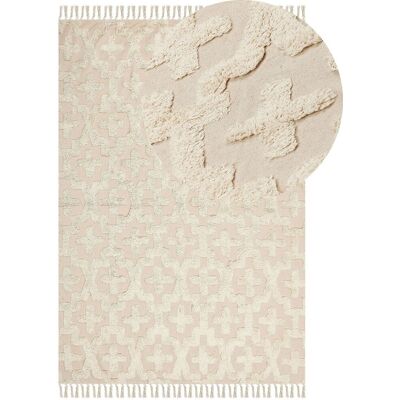 Beliani Baumwoll-Teppich 160 x 230 cm Beige - Teppich Beliani Baumwoll-Teppich 160 x 230 cm Beige - Teppich