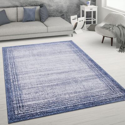 Paco Home - Teppich Wohnzimmer Kurzflor Abstrakter Used-look Vintage Stil Modern 60x100 Cm, Blau Paco Home - Teppich Wohnzimmer Kurzflor Abstrakter Used-look Vintage Stil Modern 60x100 Cm, Blau