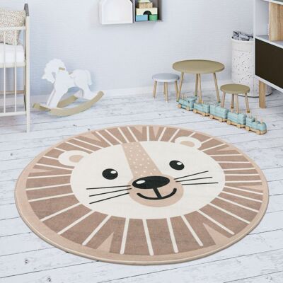 Paco Home - Kinderteppich Teppich Rund Kinderzimmer Spielmatte Rutschfest Löwen Beige 120 Cm Rund Paco Home - Kinderteppich Teppich Rund Kinderzimmer Spielmatte Rutschfest Löwen Beige 120 Cm Rund