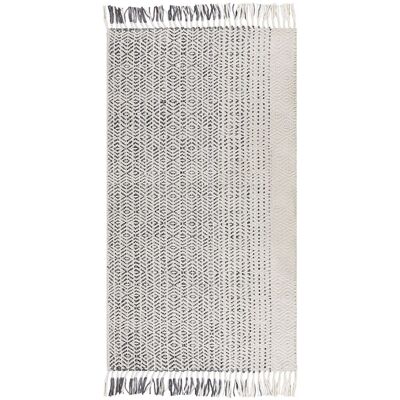 Beliani Wollteppich Weiß Grau 80x150cm Handgewebter Flachgewebe Fransen Beliani Wollteppich Weiß Grau 80x150cm Handgewebter Flachgewebe Fransen