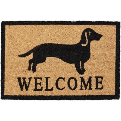 Relaxdays - Fußmatte Kokos, Mit Dackel & Spruch Welcome, Gummiert, Innen Und Außen, Türvorleger 60 X 40 Cm, Natur/schwarz Relaxdays - Fußmatte Kokos, Mit Dackel & Spruch Welcome, Gummiert, Innen Und Außen, Türvorleger 60 X 40 Cm, Natur/schwarz