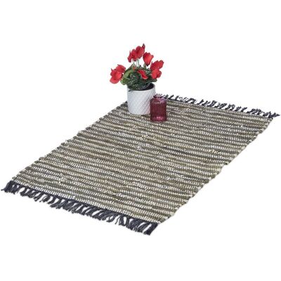 RELAXDAYS Baumwoll Leder Fransen Teppich - Baumwoll Leder Teppich für Wohnzimmer & Schlafzimmer RELAXDAYS Baumwoll Leder Fransen Teppich - Baumwoll Leder Teppich für Wohnzimmer & Schlafzimmer