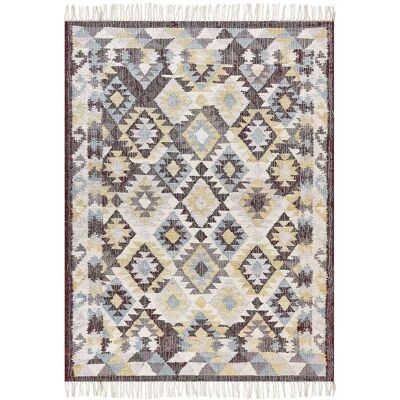 Beliani Jute Teppich 140x200cm Mehrfarbig Fransen Boho Stil Beliani Jute Teppich 140x200cm Mehrfarbig Fransen Boho Stil