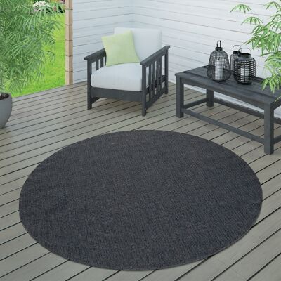 Paco Home - Outdoor Teppich Wetterfest Garten & Terrasse Flachgewebt Uni Sisaloptik Robust 160 Cm Rund, Navy-blau Paco Home - Outdoor Teppich Wetterfest Garten & Terrasse Flachgewebt Uni Sisaloptik Robust 160 Cm Rund, Navy-blau